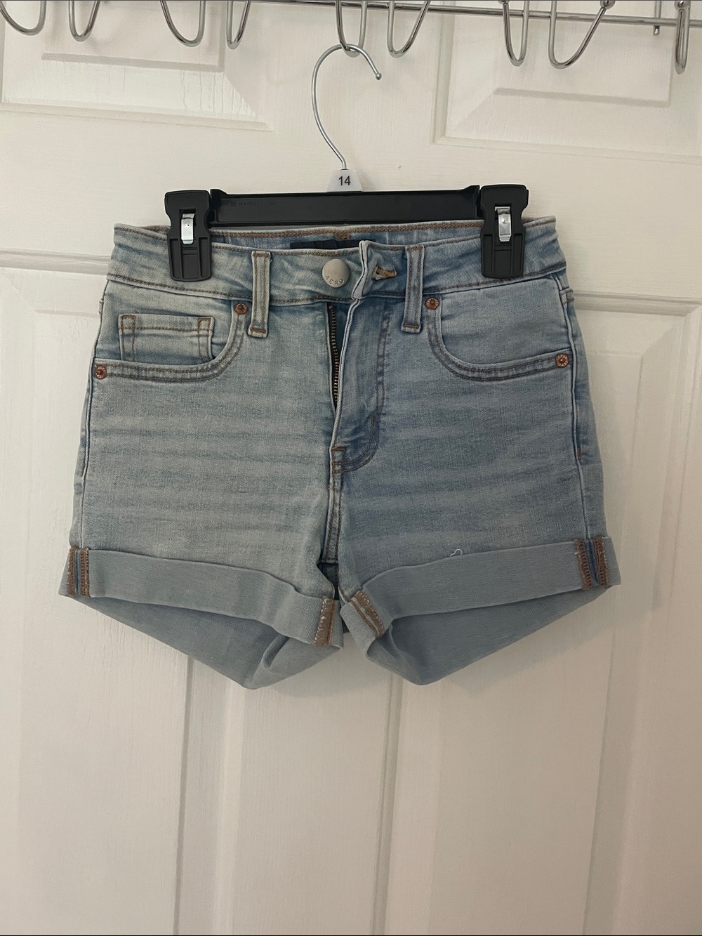 Aeropostale Light Blue Rolled Cuff Denim Shorts